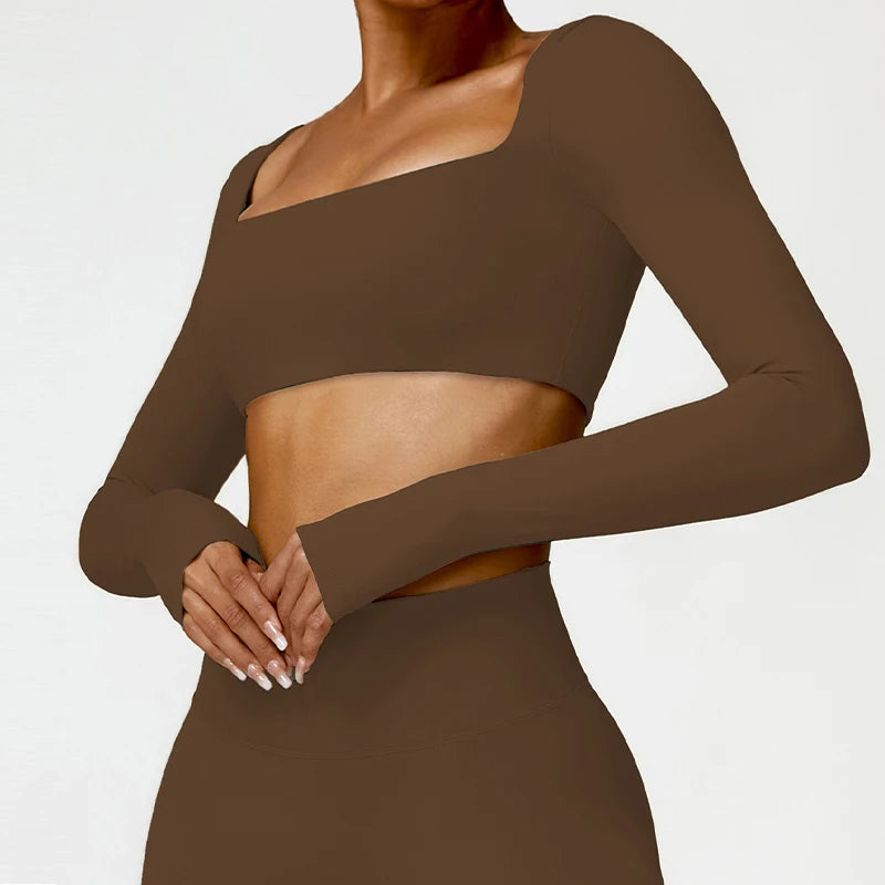 Square-Neck Long-Sleeve Training Top
