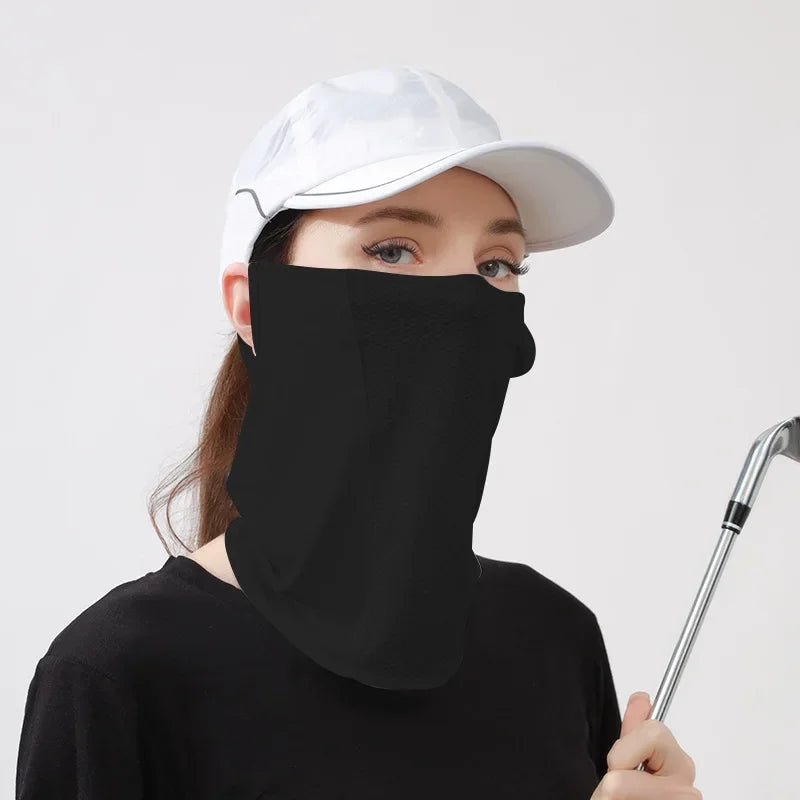 Ice Silk UV Face Scarf for Women Men, Sun Protection Neck Cover, Breathable Sports Mask for Golf Cycling Outdoor sun screen