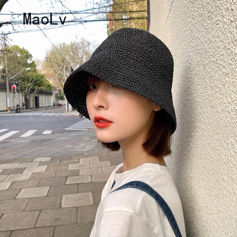 Handwoven Straw Bucket Hat