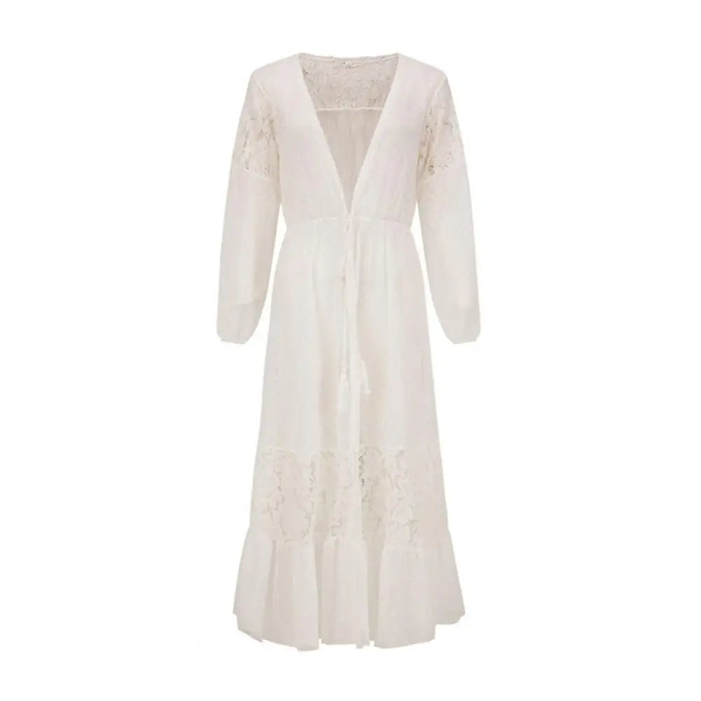 Lace-Up Maxi Beach Cardigan