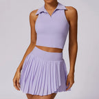 Aurelia Sun Sleeveless Golf Polo & Skort Set – Purple – image 15