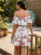 Ruffle Halter Floral Mini Dress