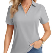 TACVASEN Women's 1-Button Golf Polo Shirts V Neck Short Sleeve Tennis Tops Moisture Wicking Quick Dry Athletic Collared Shirt