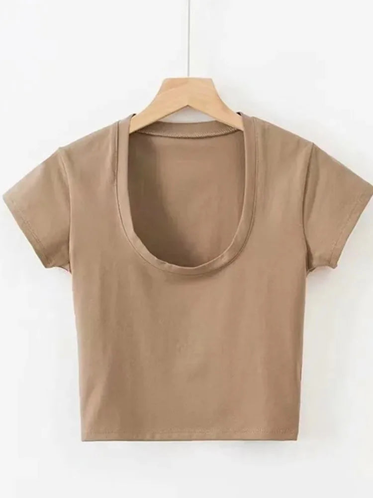U-Neck Fitted Crop Tee