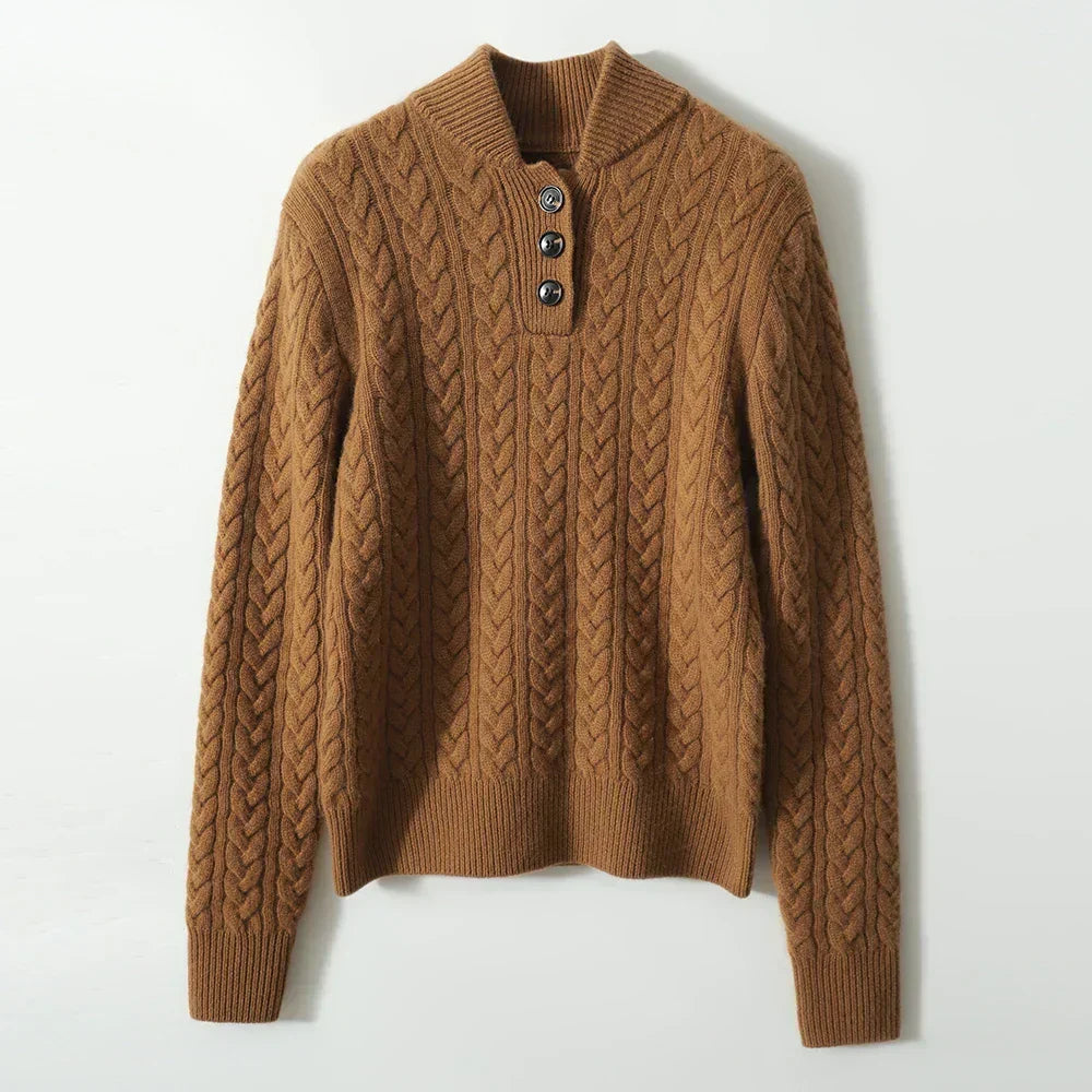 Arden Cable-Knit Cashmere Blend Sweater – Beige