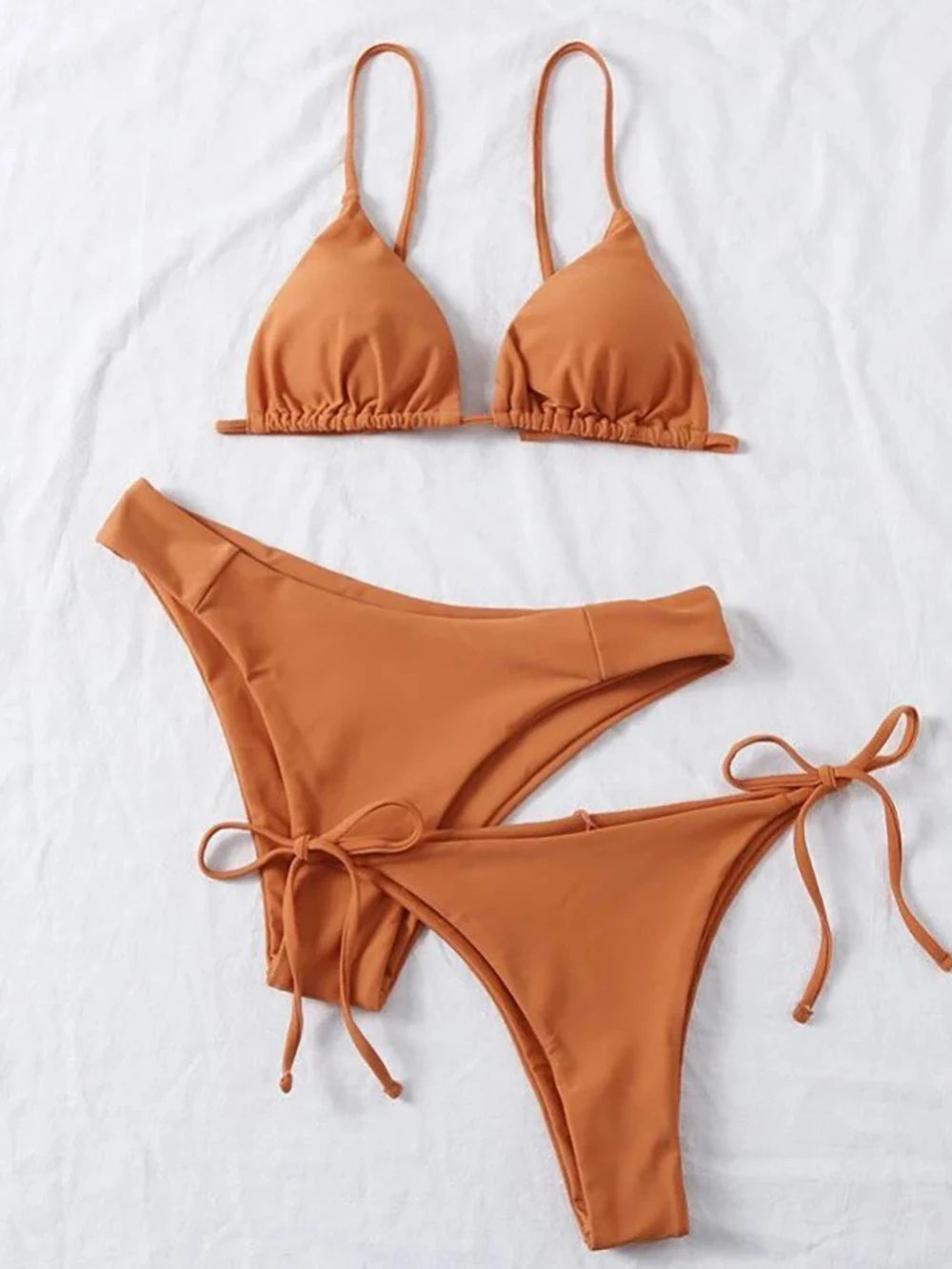 Halter Three-Piece Tie-Side Bikini Set