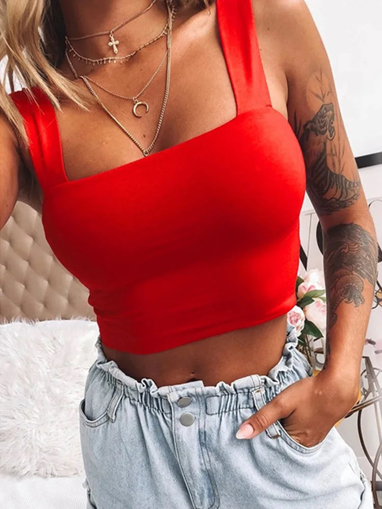 Square-Neck Backless Crop Tank
