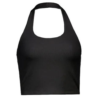 Ribbed Halter Crop Tank