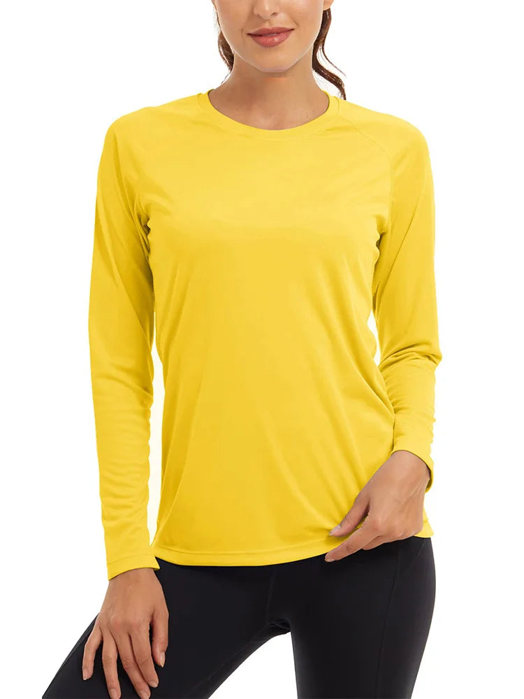 KEFITEVD Quick Dry Women's UPF 50+ Long Sleeve T-Shirts Skin Sun/UV Protection Breathable Lightweight Swim Outdoor Hiking Shirts