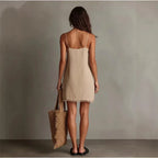 Contrast-Edge Vacation Mini Dress