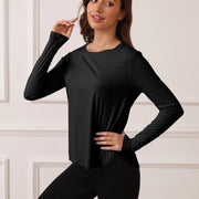 Ladies' curved hem sun-protective shirts, SPF shirts, long-sleeved T-shirts, hiking, fishing, outdoor fitness and running shirts