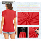 TACVASEN UPF 50+ Summer Short Sleeve V-Neck T-shirts Womens Sun Protection T-shirts Quick Dry Hiking Running Tee Shirts Tops