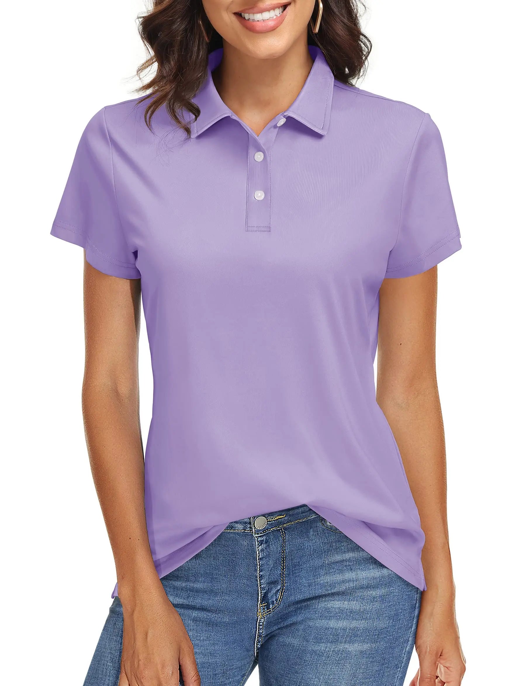 TACVASEN UPF 50+ Short Sleeve Golf Polos Shirts High Elastic Womens Sun Protection T-shirts Quick Dry Workout Tee Pullover Tops