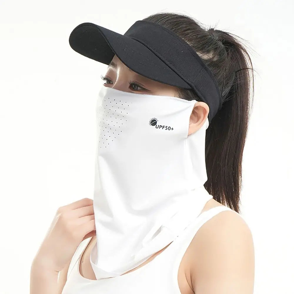 Durable UV Protection Sunscreen Face Veil Breathable Sunshade Ice Silk Face Mask Ear Hanging Summer Face Cover