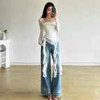 Mesh Ruffle Long-Sleeve Crop T-Shirt