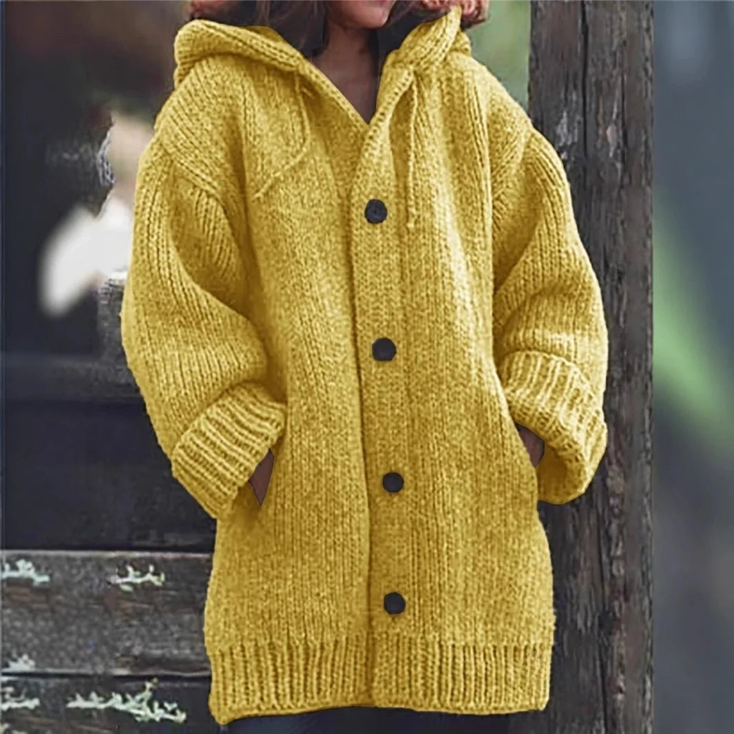 Cotton Knit Hooded Cardigan