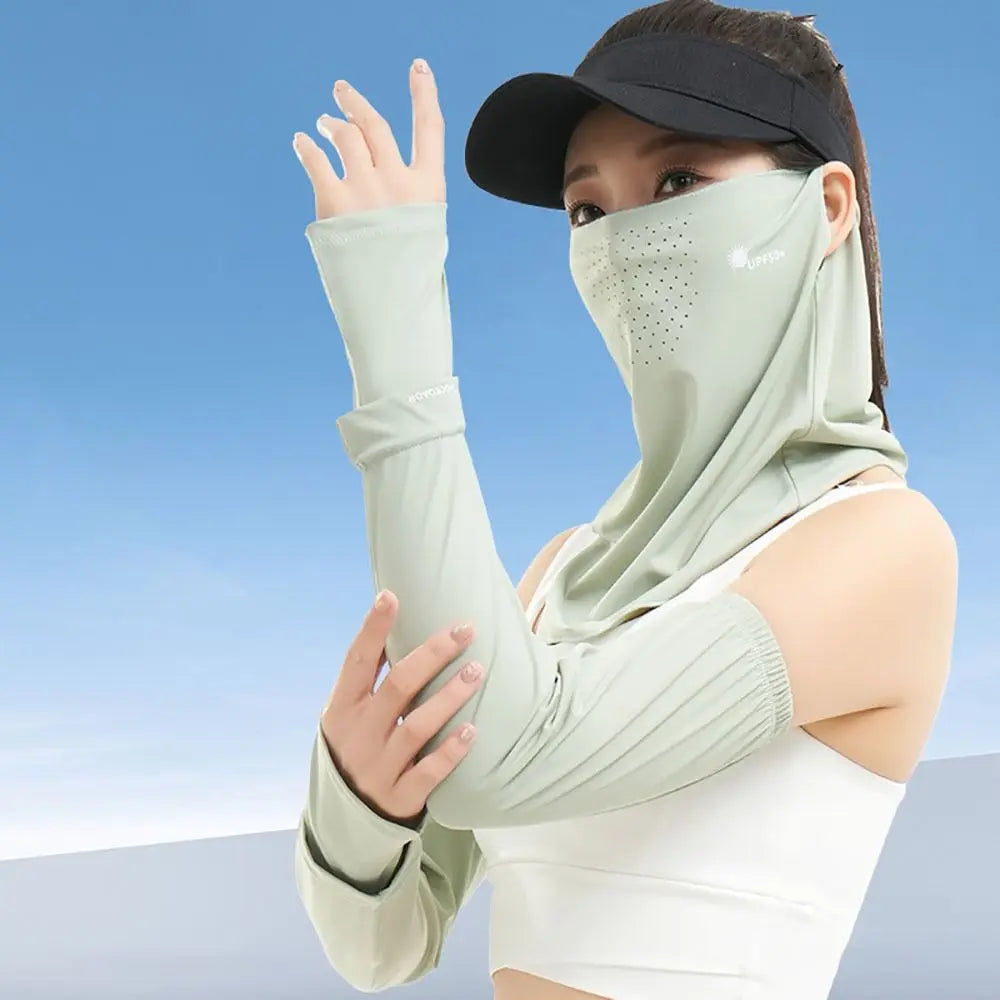 Durable UV Protection Sunscreen Face Veil Breathable Sunshade Ice Silk Face Mask Ear Hanging Summer Face Cover