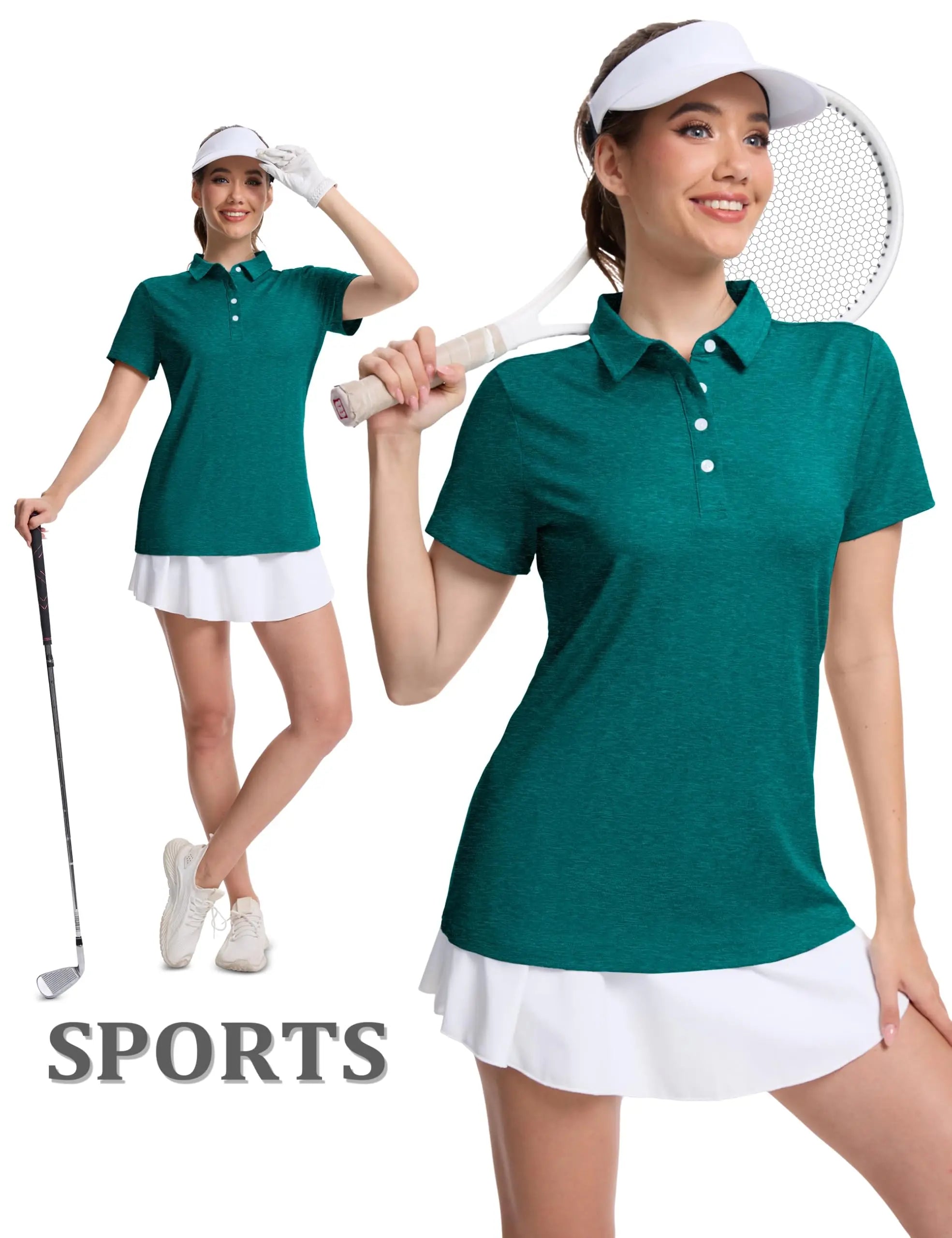 TACVASEN 4 Buttons Polos T-Shirts Womens Summer Short Sleeve Athletic Golf Polos Tee Shirts Sports Casual Work Pullover T-shirts