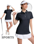 TACVASEN 4 Buttons Polos T-Shirts Womens Summer Short Sleeve Athletic Golf Polos Tee Shirts Sports Casual Work Pullover T-shirts