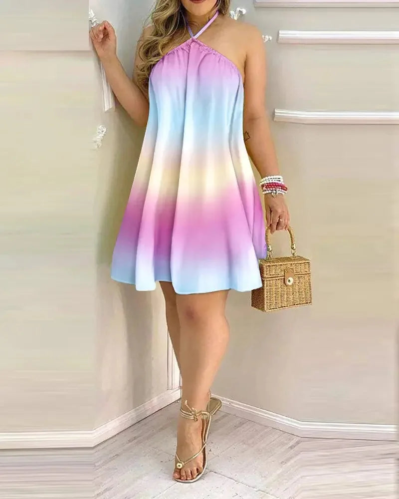 Boho Print Halter Dress