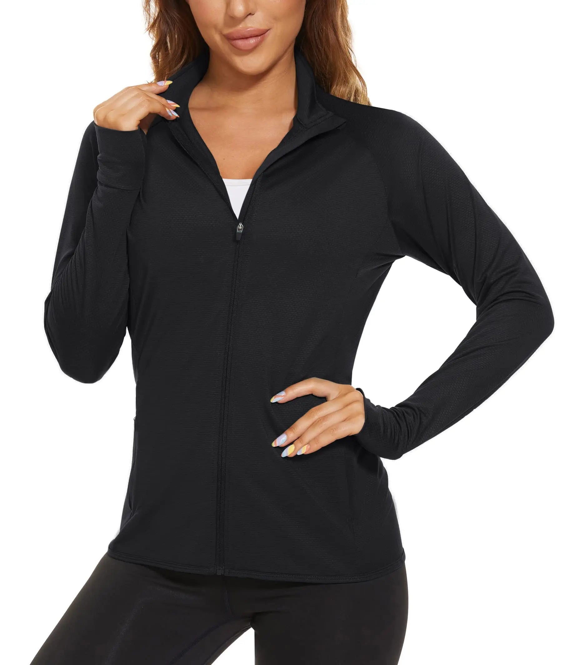 TACVASEN Full Zip UPF 50+ Sun Protection Summer Jackets Womens Long Sleeve Shirts Casual Jackets W/ Zipper Pockets Tops Outdoor