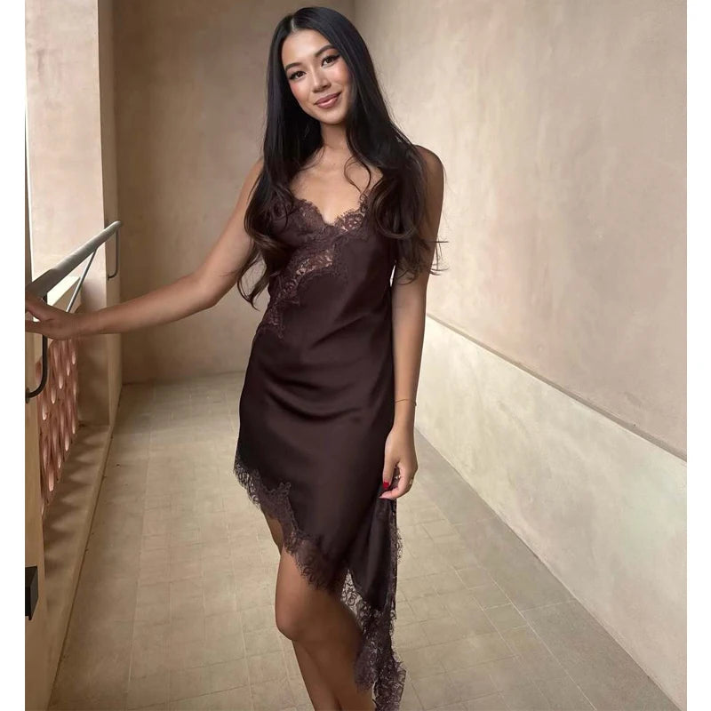 Satin-Look Lace Mini Dress