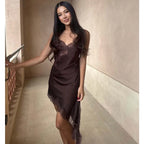 Satin-Look Lace Mini Dress