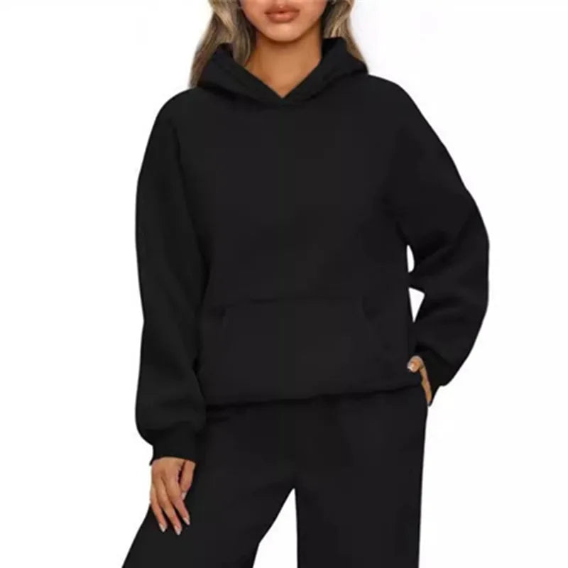 Relaxed Long-Sleeve Pullover Hoodie