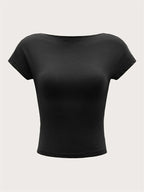 Open-Back Short-Sleeve Crop Tee