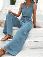 V-Neck Wide-Leg Jumpsuit