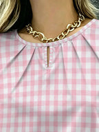 Printed Short-Sleeve Slim-Fit Blouse