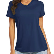TACVASEN UPF 50+ Summer Short Sleeve V-Neck T-shirts Womens Sun Protection T-shirts Quick Dry Hiking Running Tee Shirts Tops