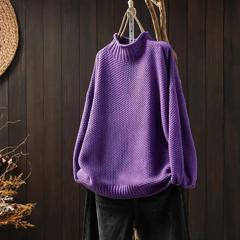 Amara Hand-Knit Sweater – Purple