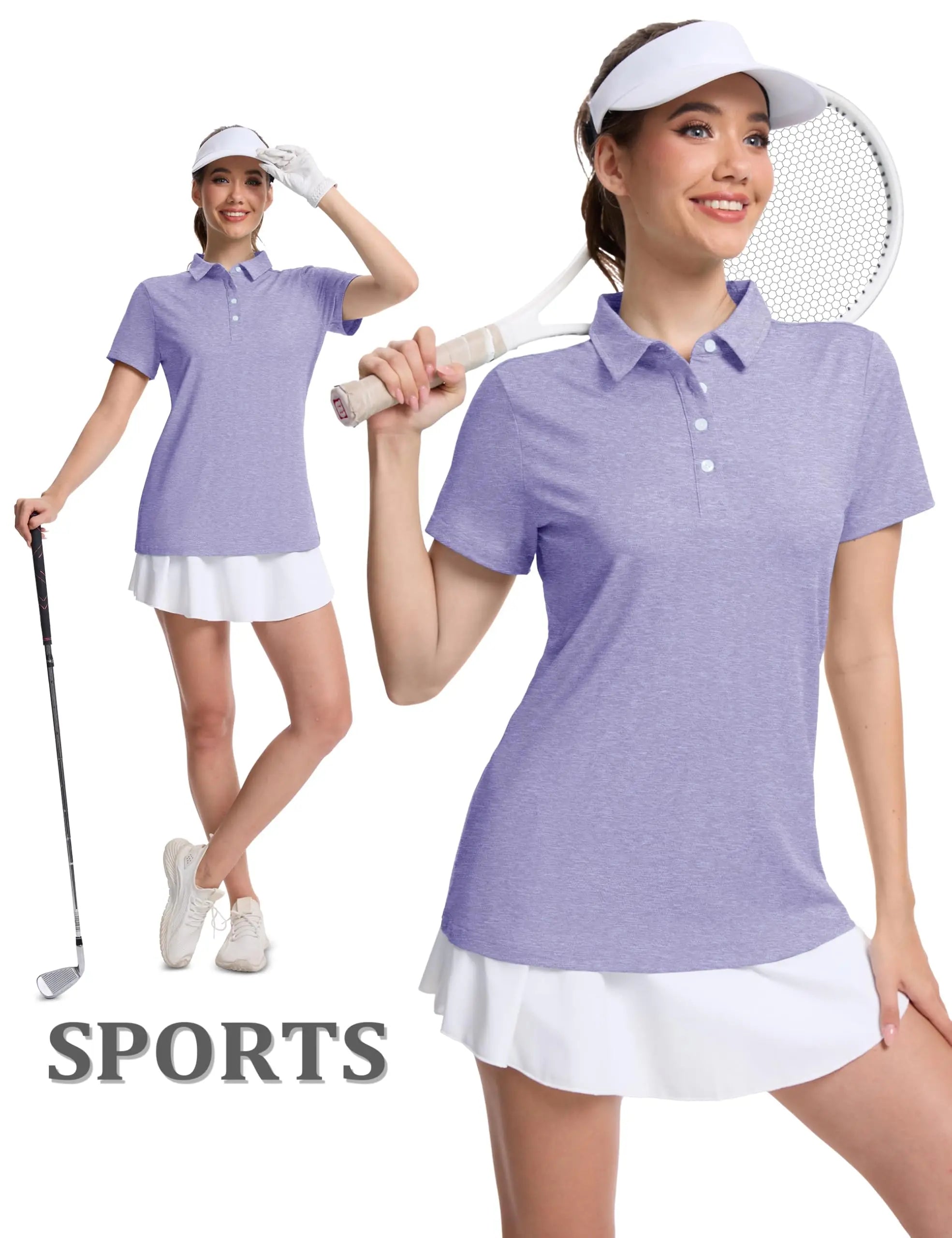 TACVASEN 4 Buttons Polos T-Shirts Womens Summer Short Sleeve Athletic Golf Polos Tee Shirts Sports Casual Work Pullover T-shirts