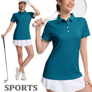 TACVASEN 4 Buttons Polos T-Shirts Womens Summer Short Sleeve Athletic Golf Polos Tee Shirts Sports Casual Work Pullover T-shirts