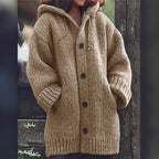 Cotton Knit Hooded Cardigan