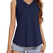 TACVASEN Women's Tank Tops Soft Loose Casual Flowy Basic Sleeveless Summer V Neck Tee Shirts Camisole Running Outfits Clothes