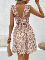 Ruffle-Hem Floral Beach Dress