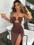 Open-Back Bodycon Midi Dress