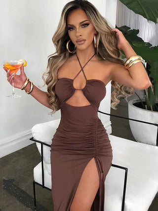 Open-Back Bodycon Midi Dress