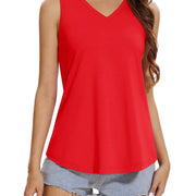 TACVASEN Women's Tank Tops Soft Loose Casual Flowy Basic Sleeveless Summer V Neck Tee Shirts Camisole Running Outfits Clothes