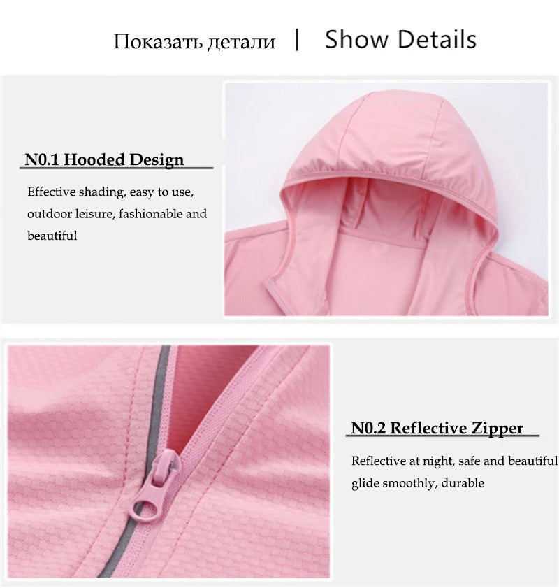UPF50+ Sun Protection Jacket for Men and Women Sports Clothing Ice Silk skin Coat for Walking Travel and Fishing Sports