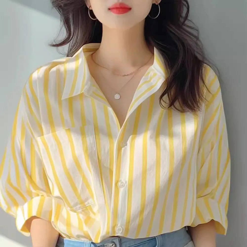 Striped Long-Sleeve Blouse