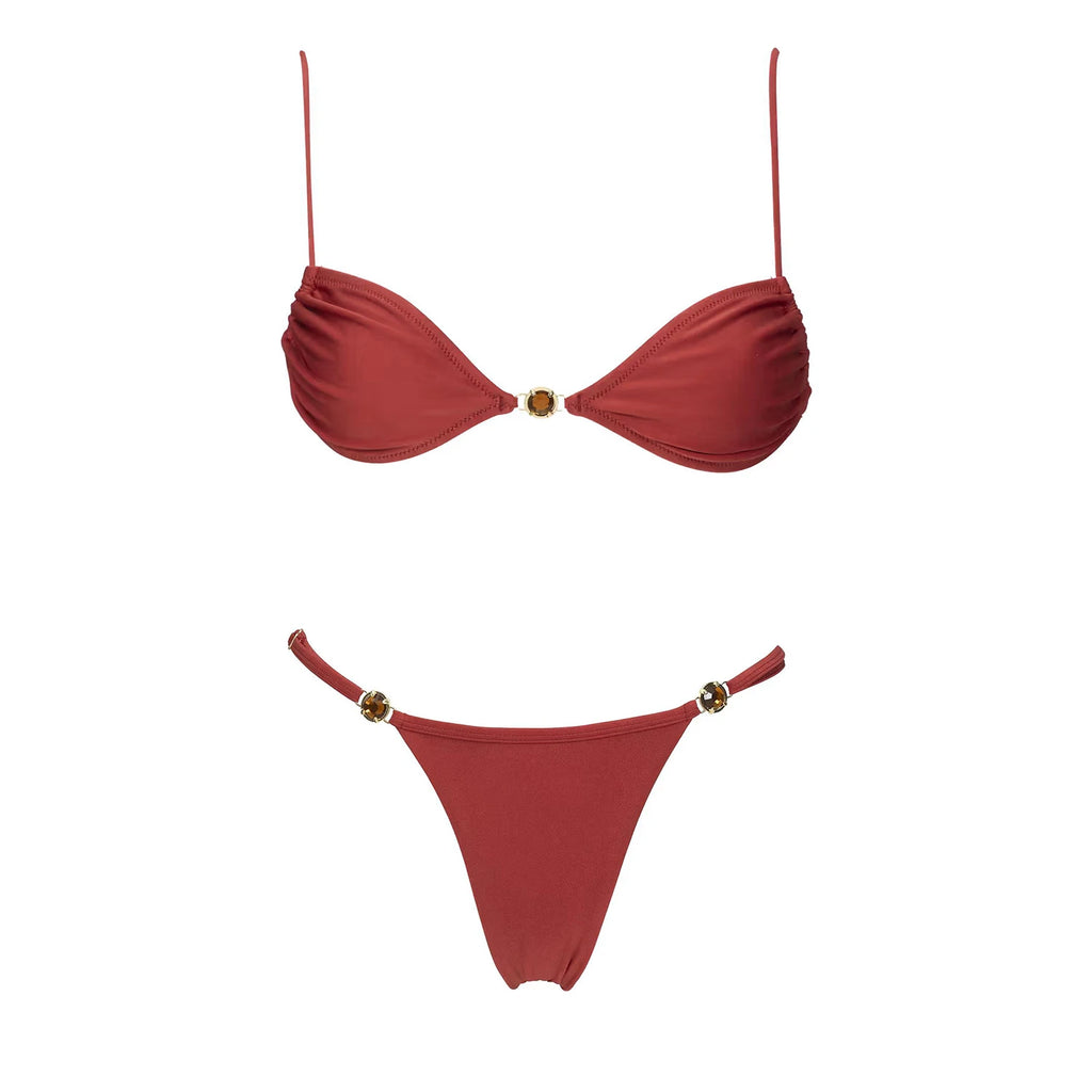 Crystal Crochet Three-Piece Bikini Set