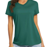 TACVASEN UPF 50+ Summer Short Sleeve V-Neck T-shirts Womens Sun Protection T-shirts Quick Dry Hiking Running Tee Shirts Tops