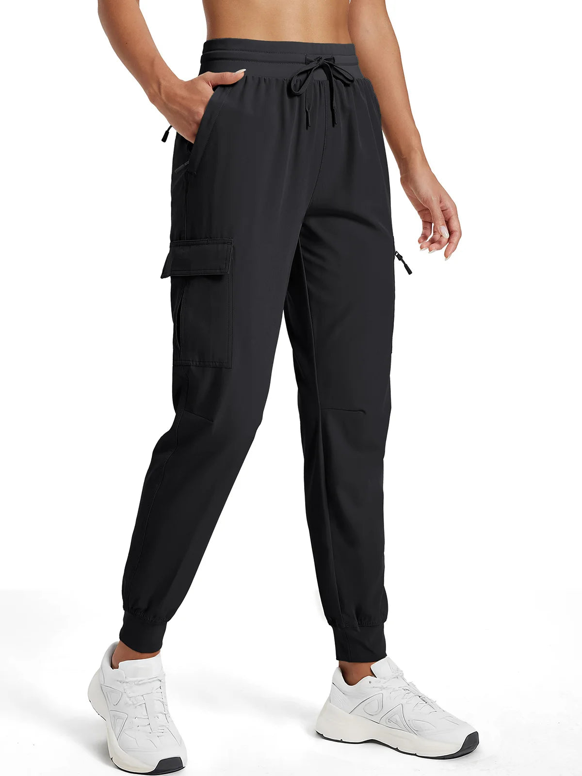 TACVASEN Women's Quick Dry Waterproof Cargo Pants Lightweight UPF 50 Athletic Jogger Pants Travel Hiking Pants Velcro Pockets