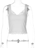 Square-Neck Lace Ruffle Tank