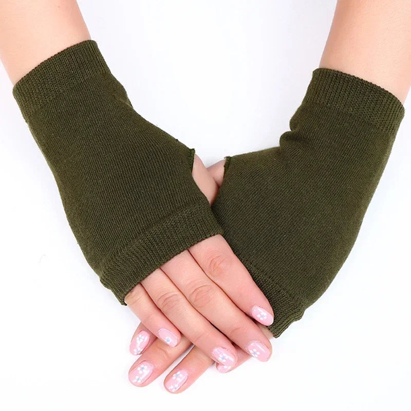 1Pair Outdoors Fingerless Hand Gloves Thin Solid Color Short Mittens Cycling Sunscreen UV Protection Touch Screen Driving Gloves
