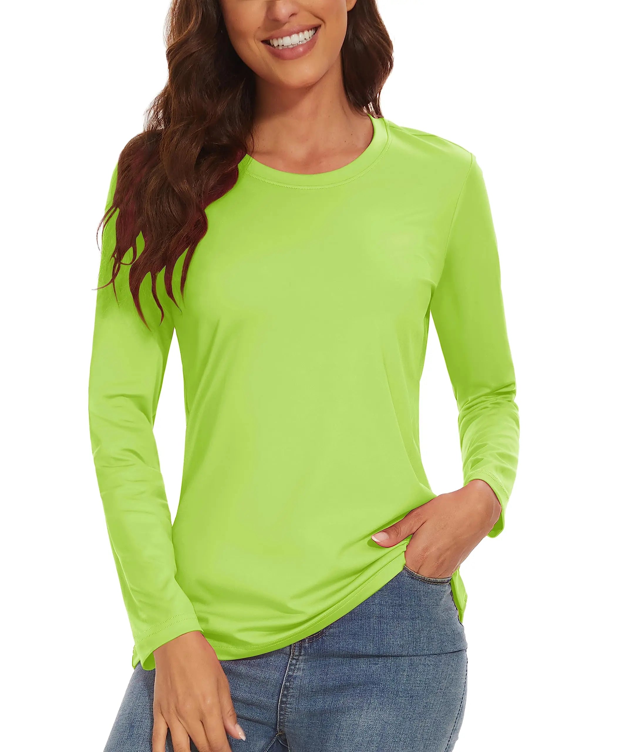 TACVASEN Summer UPF 50+ Long Sleeve Quick Dry High Elastic T-shirts Womens UV/Sun Protection Tee Shirts Hiking Swim Tops Outdoor