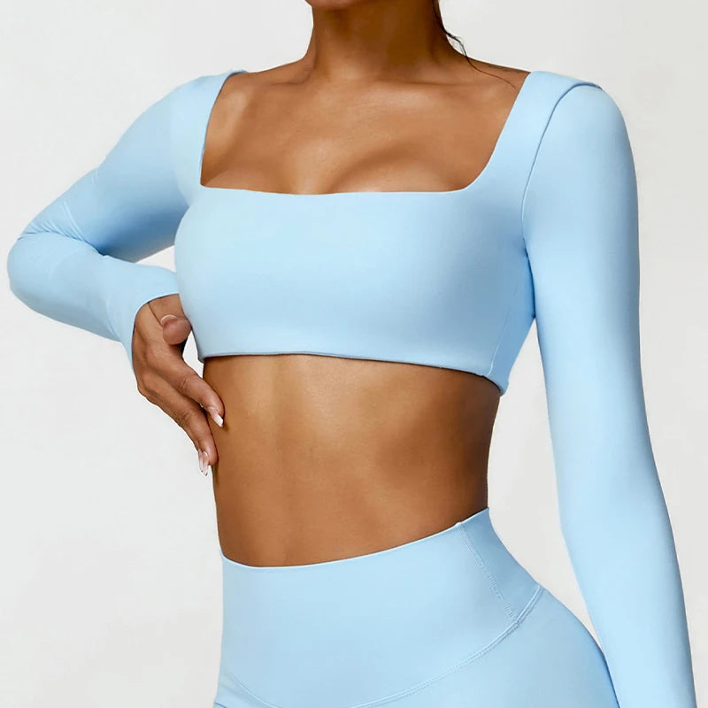 Square-Neck Long-Sleeve Training Top